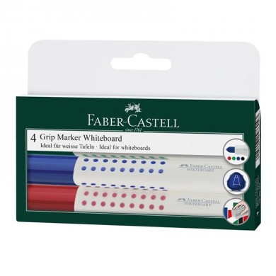 Marker za bijelu ploču Faber-Castell GRIP 1583 okrugli vrh set 4 boje